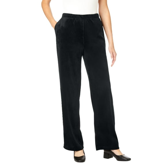 Woman Within Plus Size Wide-Leg Velour Pant
