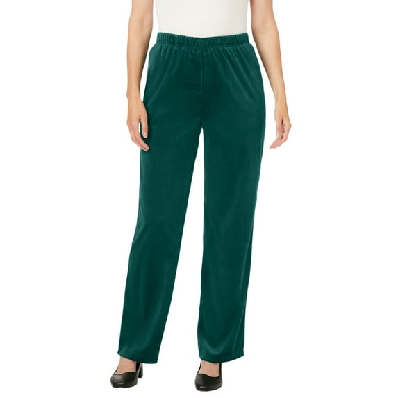Woman Within Plus Size Wide-Leg Velour Pant