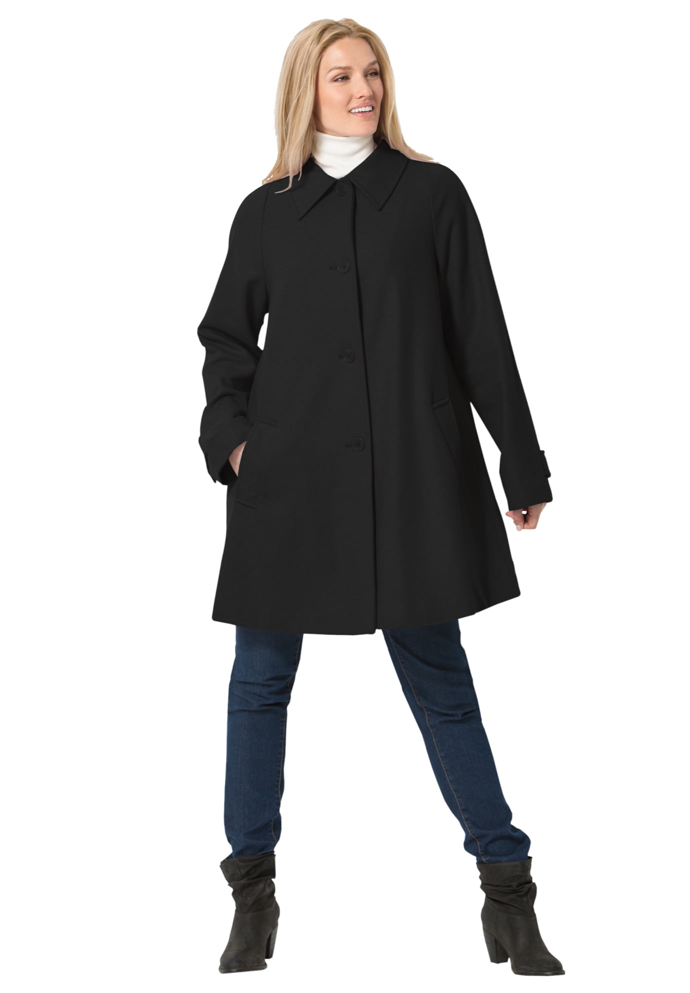 Woman Within Women s Plus Size Wool Blend Classic A Line Coat