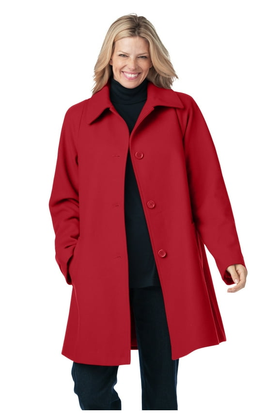 Plus Size Wool-Blend Classic A-Line Coat