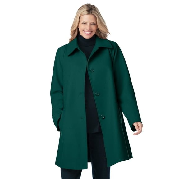 Woman Within Plus Size Wool-Blend Classic A-Line Coat