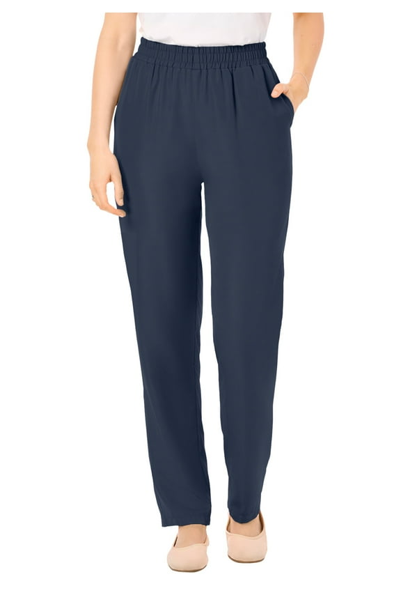 Plus Size Woven Hassle-Free Pull-On Pants