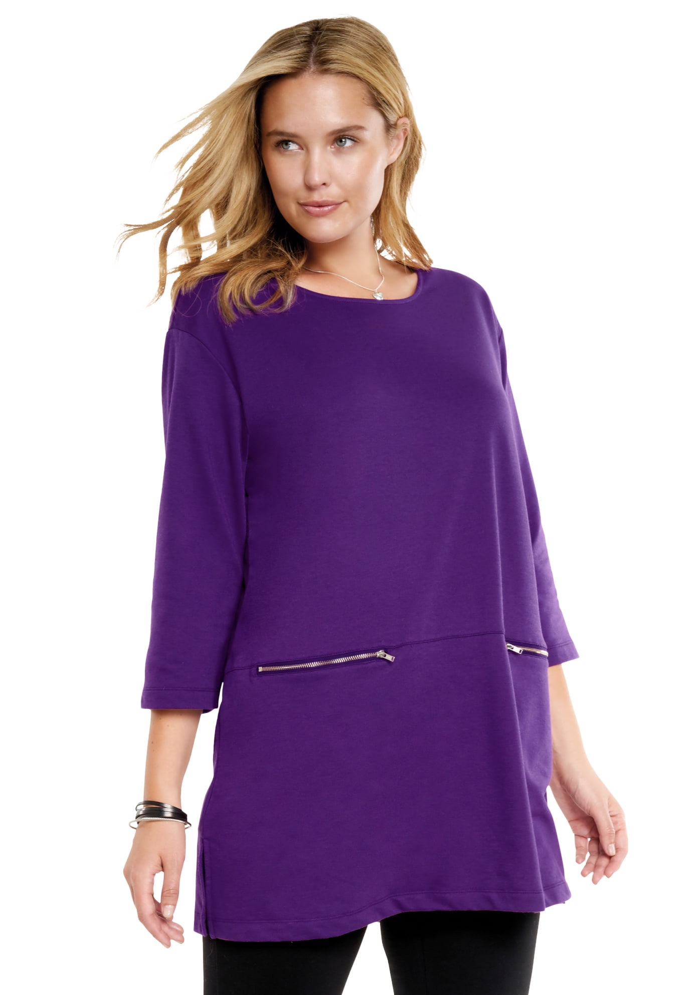 Plus Size Zipper Pocket Tunic