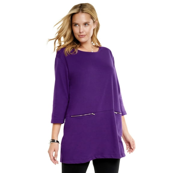 Woman Within Plus Size Zipper Pocket Tunic