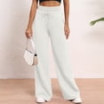 thumbnail image 1 of Woman Work Pants Sweat Pant for Women Womens Solid Color Double Waist Loose Wide Leg Pants With Pockets White XL, 1 of 8