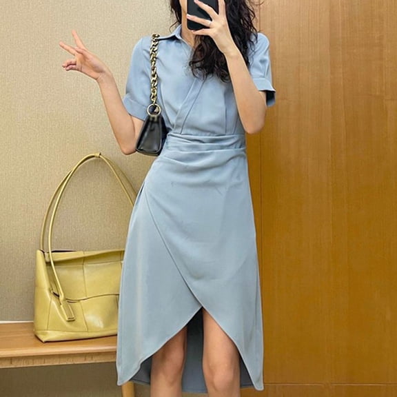 Woman Wrap Dresses Short Casual Style Street Style Plain below The Knee Dresses Maxi Dresses Summer Dresses Casual Dresses for Summer Womens Summer Dresses Casual Summer Dresses for Womens Summer