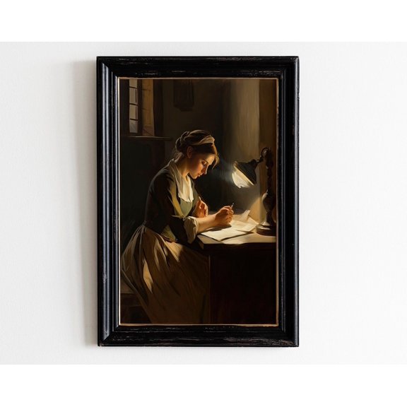 Woman Writing Light Academia Print, Victorian Cottagecore Decor, Vintage Wall Art, Academia Aesthetic, Art Wall Art, Modern Wall Decor, 8x12 UNFRAMED