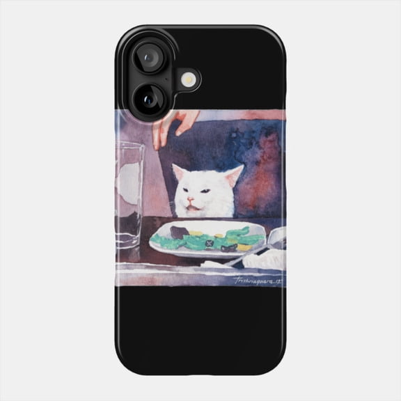 Woman Yelling At Confused Table Cat Funny Meme Case for Apple iPhone 11 to 17