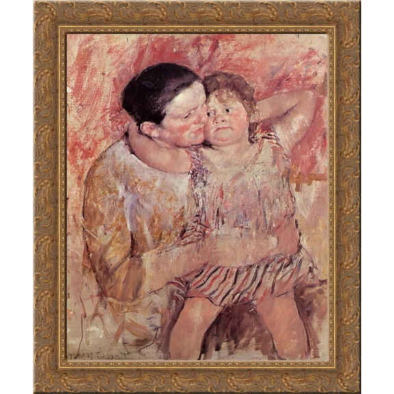 Woman and Child 24x20 Gold Ornate Wood Framed Canvas Art by Mary Cassatt