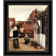 thumbnail image 1 of Woman and Maid in a Courtyard 20x22 Black Ornate Wood Framed Canvas Art by Hooch, Pieter de, 1 of 2