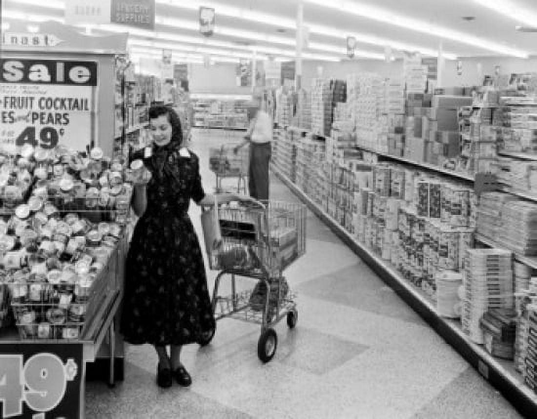Woman doing shopping in supermarket Canvas Art - (18 x 24)