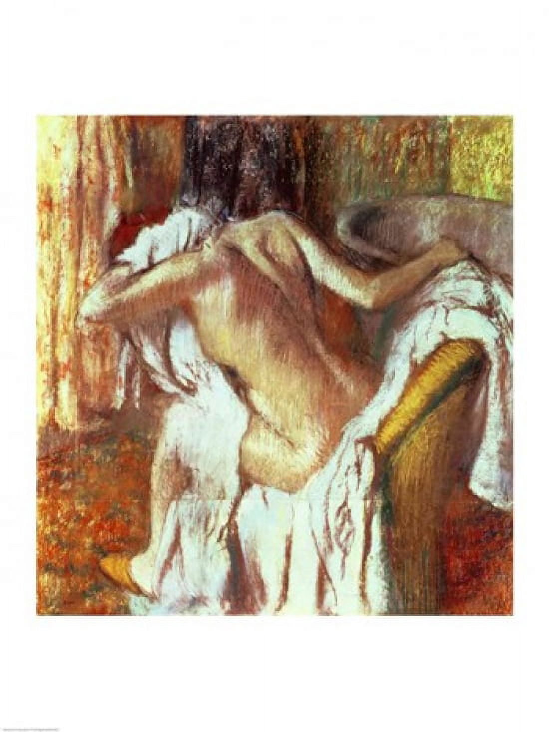 Woman drying herself Canvas Art - Edgar Degas (18 x 24)