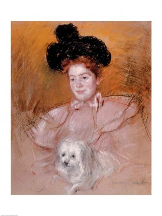 Woman holding a dog Canvas Art - Mary Cassatt (18 x 24)