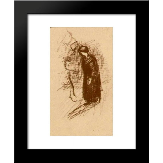 Woman in Dark Dress, Walking 20x24 Framed Art Print by Vincent van Gogh