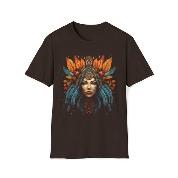Woman in Head dress Unisex T-Shirt Boho Hippie Festival Native Inspired