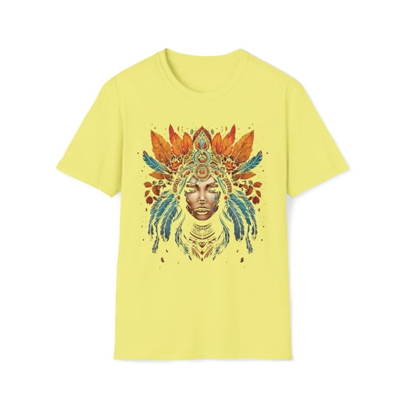 Woman in Head dress Unisex T-Shirt Boho Hippie Festival Native Inspired