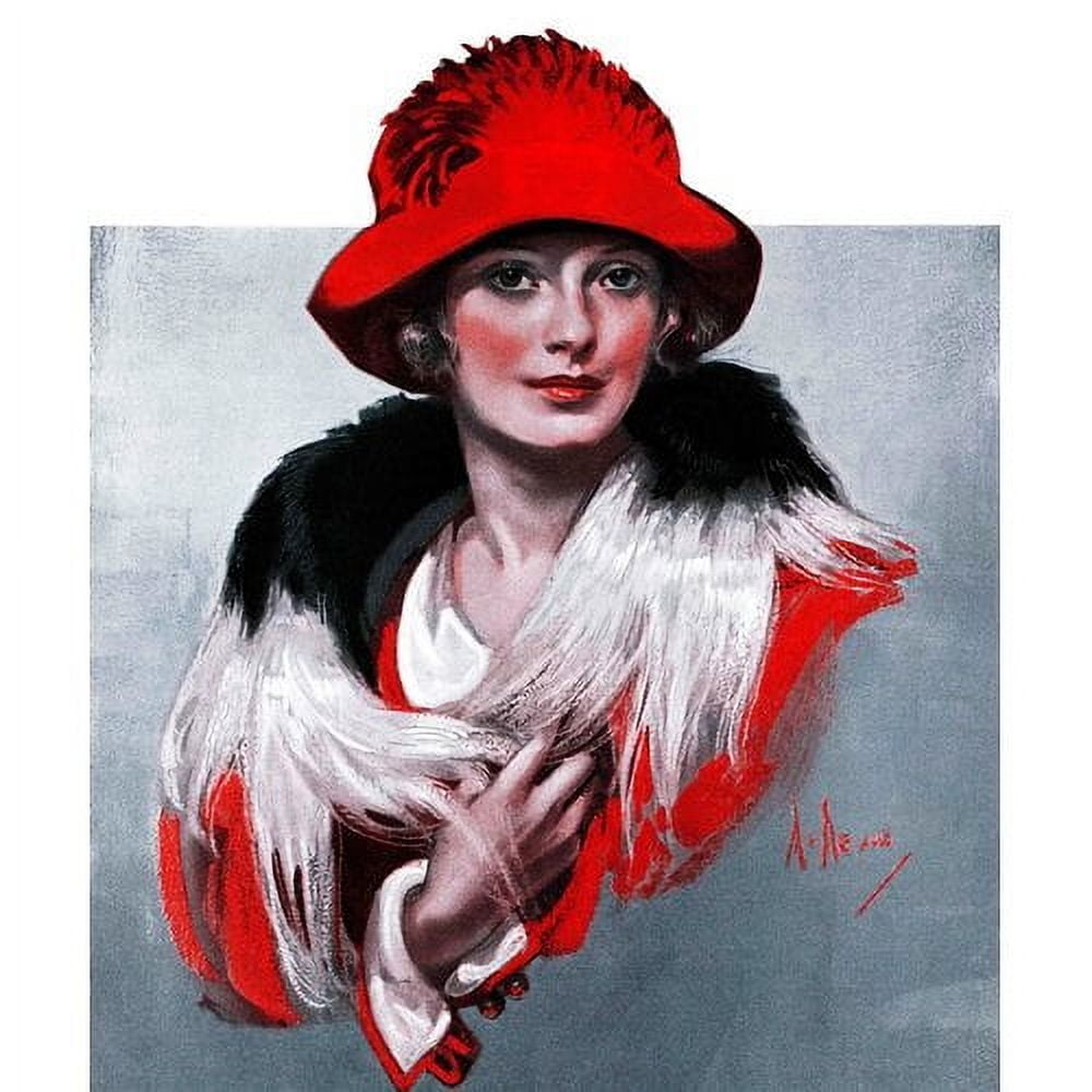 "Woman in Red Hat" Painting Print on Wrapped Canvas