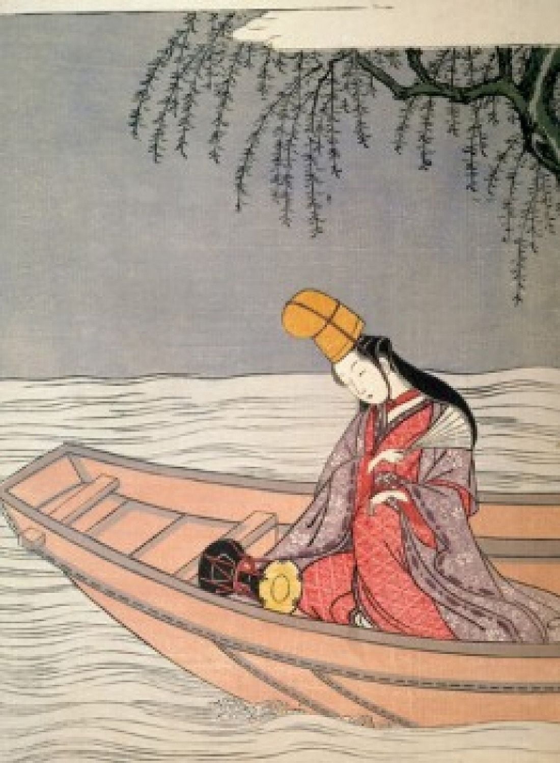 Woman in a Boat Japanese woodcut Canvas Art - (24 x 36)
