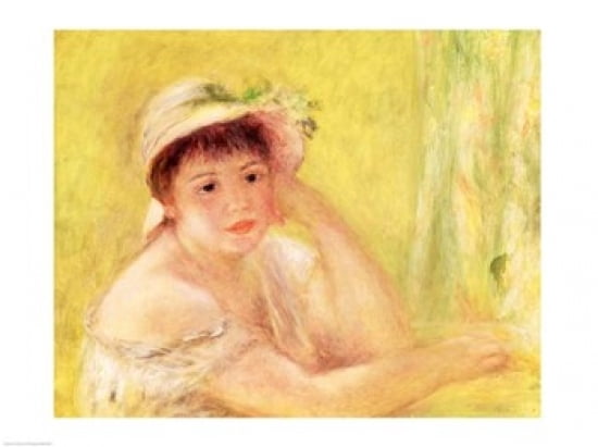 Woman in a Straw Hat 1879 Canvas Art - Pierre-Auguste Renoir (36 x 24)