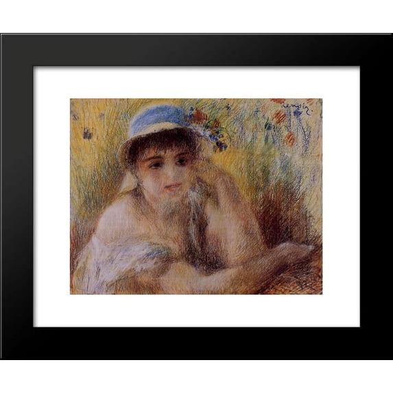 Woman in a Straw Hat 20x24 Framed Art Print by Renoir, Pierre Auguste