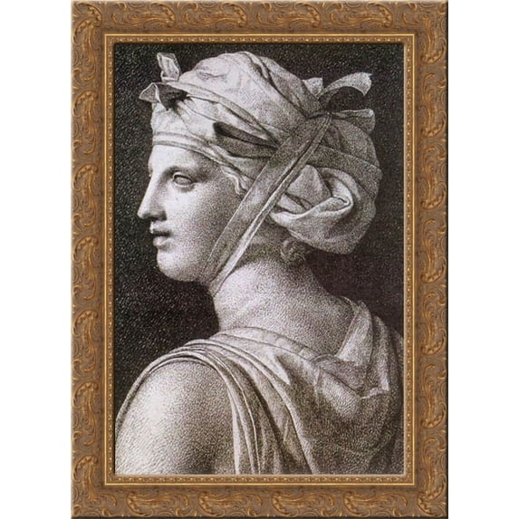 Woman in a Turban 19x24 Gold Ornate Wood Framed Canvas Art by David, Jacques Louis