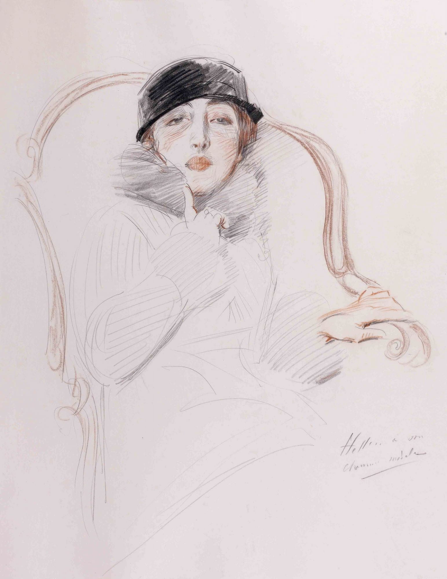 Woman in an Armchair Canvas Art - Paul Csar Helleu (18 x 24)