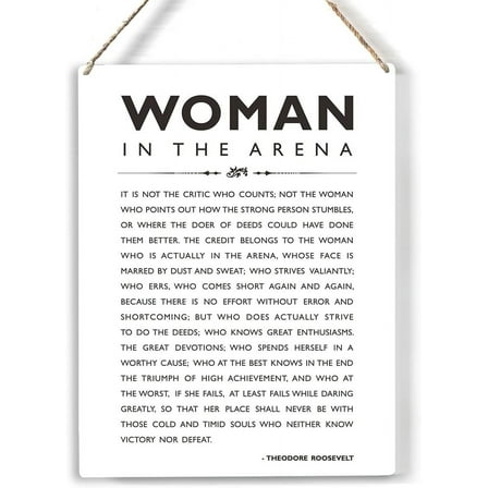 Woman in the Arena Wood Sign Motivational Quote Wooden Signs Rustic Hanging Plaque Home Office Wall Art 8x10 Sign Wall Decor