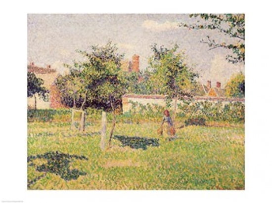 Woman in the Meadow at Eragny Spring 1887 Canvas Art - Camille Pissarro (24 x 18)