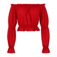 thumbnail image 1 of Woman off Shoulder Renaissance Shirt, Ruched Long Sleeve Cropped Tops Lantern Sleeve Costume Blouse M, 1 of 8
