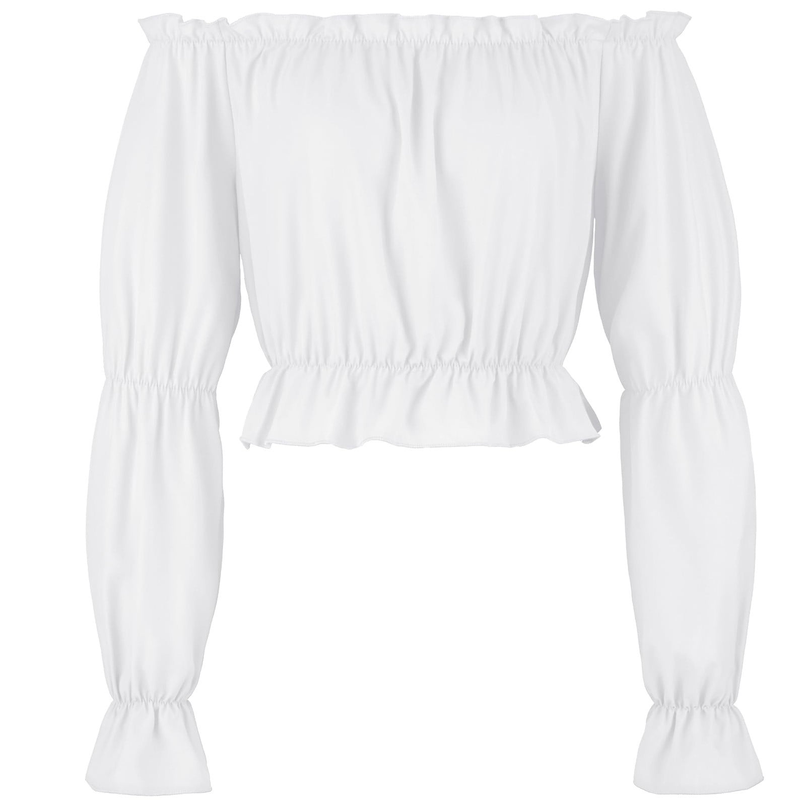 Woman off Shoulder Renaissance Shirt, Ruched Long Sleeve Cropped