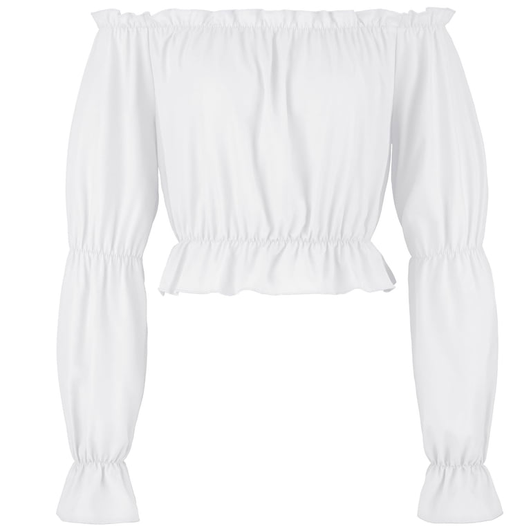 Woman off Shoulder Renaissance Shirt, Ruched Long Sleeve Cropped