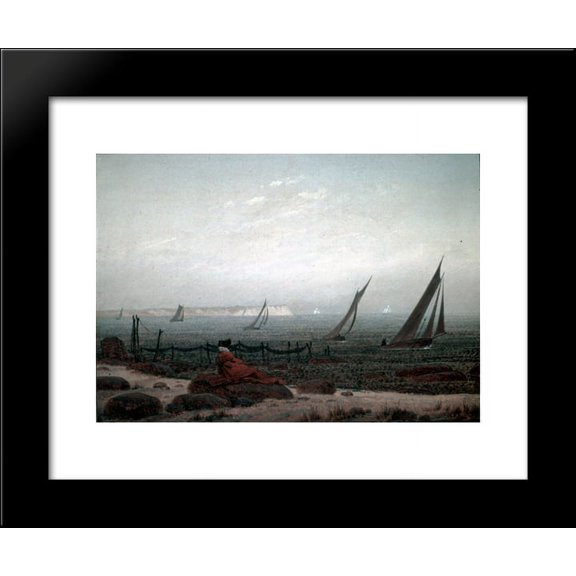 Woman on the beach of Ruegen 20x24 Framed Art Print by Caspar David Friedrich
