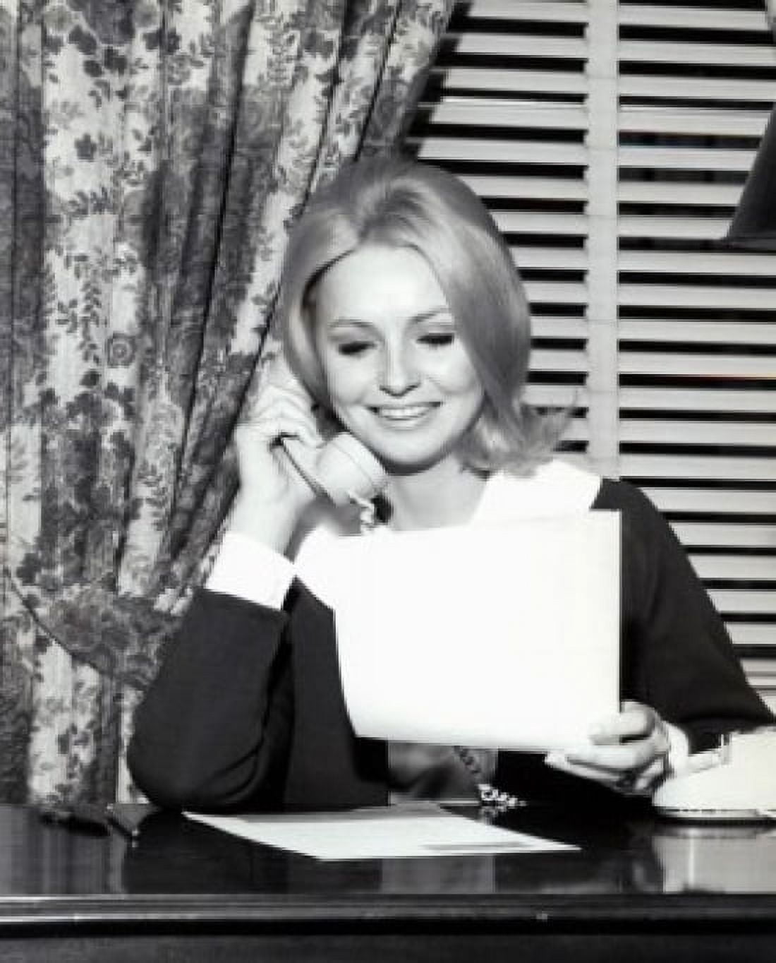 Woman reading document and talking on phone Canvas Art - (18 x 24)