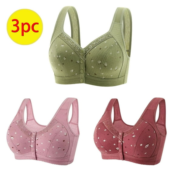 Woman's 3PC Solod Color Sports Bra Plus Size Fashion No Wire Comfortable Lace Breathable Bra Underwear No Rims Gift for Women 50% Off Clearance