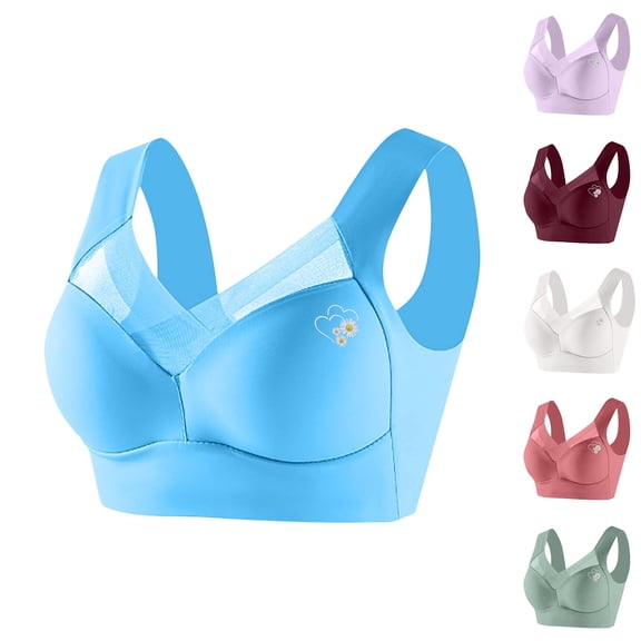 Woman's Bras No Underwire Push Up Full Coverage Lightweight Lace Plus Size Solid Color Wide Strap Breathable Underwear Daily Bra for Women Green L