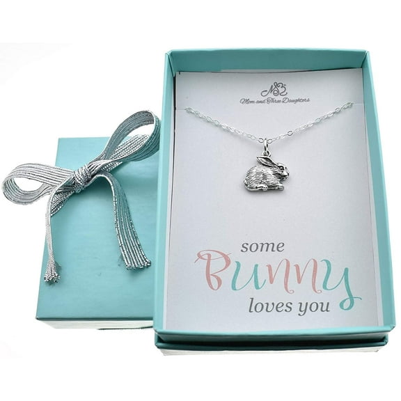 Bunny Rabbit  Pendant in Sterling Silver on a 16 Inch Sterling Cable Chain. Jewelry Gift for Her.