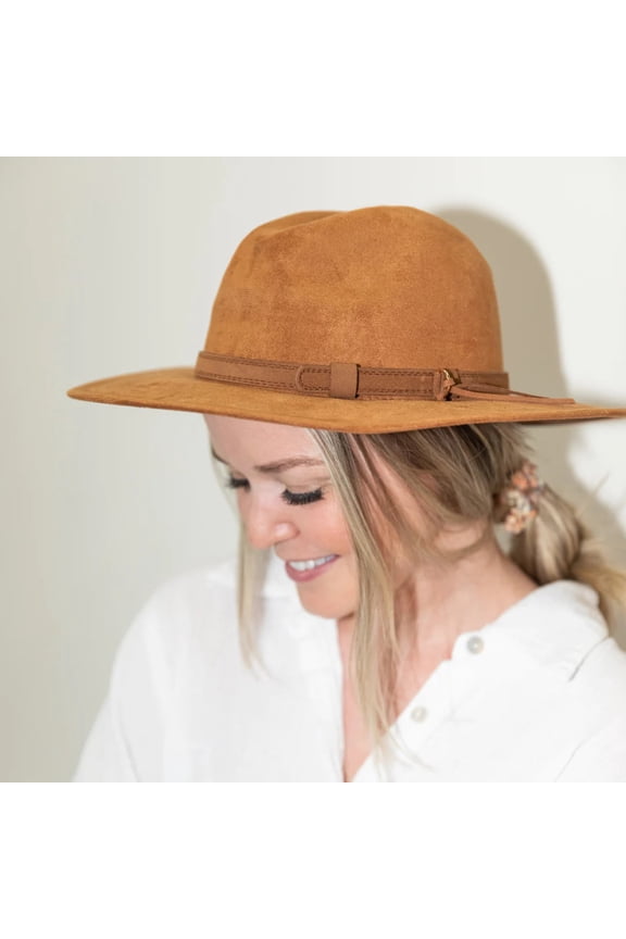 Woman's Camel Faux Suede Hat