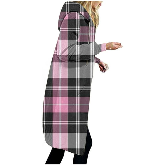 Woman's Coat Ladies Hoodies Zip Front Trench Coats for Womens Windbreaker Jacket Women's Jacket Thickening and Fleece and Winter Casual Zipper Long Sleeve Pocket Ed Long Sweater