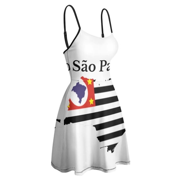 Woman's Dress Sao Paulo State Brazil Map Flag Women's Sling Dress Geek Suspender Dress Creative