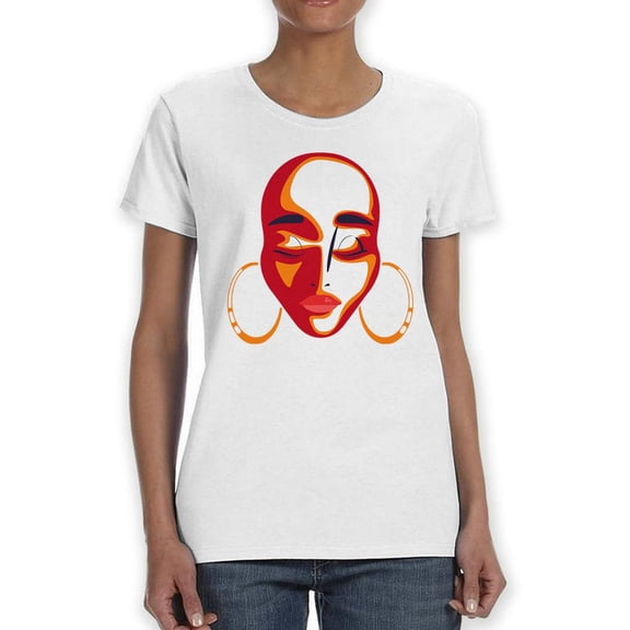 Woman's Face With Earrings T-Shirt Women -SPIdeals Designs, Female Small