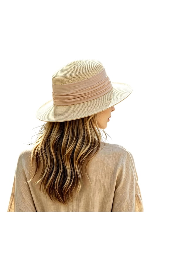 Woman's French Style Hat for Summer A Stylish Flat Top Sun Hat for Seaside and Beach A Sun Hat for The Beach. Techno Cap One Size