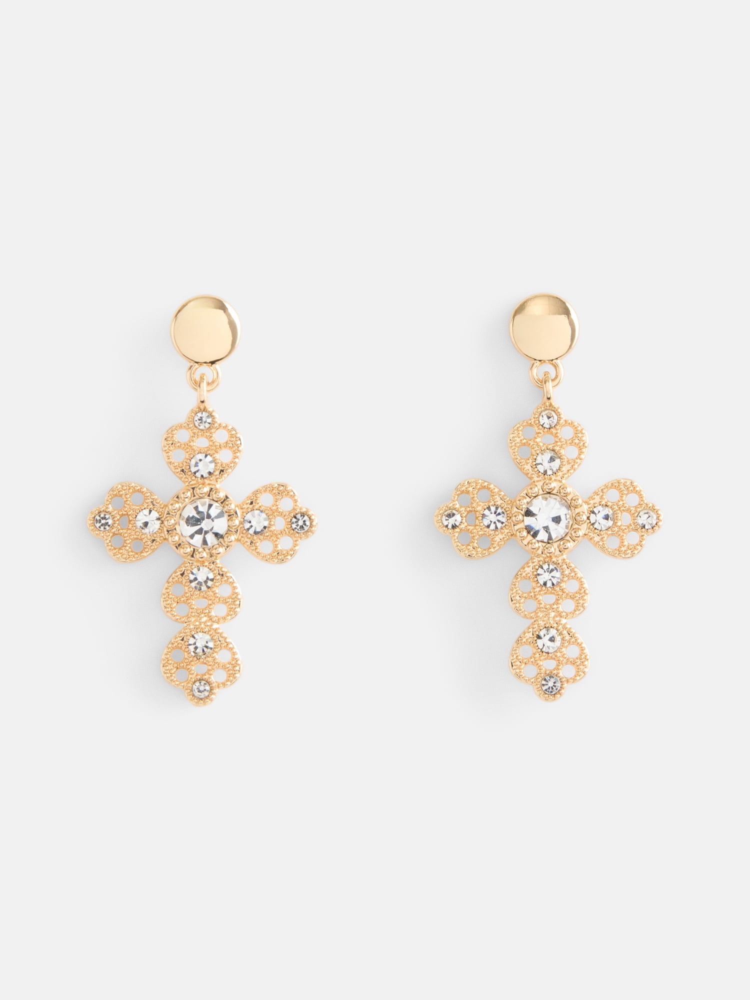 No Boundaries Women’s Gold Tone Cross Drop Earrings