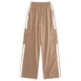 thumbnail image 1 of Woman's Hiking Pants Straight Leg Cargo Pants for Girl Fashion Color Block Elastic Waist Long Bottom Lightweight Breathable Causal Trouser Outerwear 14-15 Years, 1 of 6