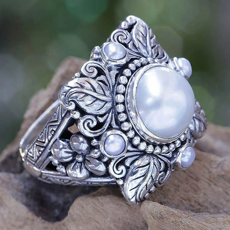 Freshwater pearl rings sterling silver online
