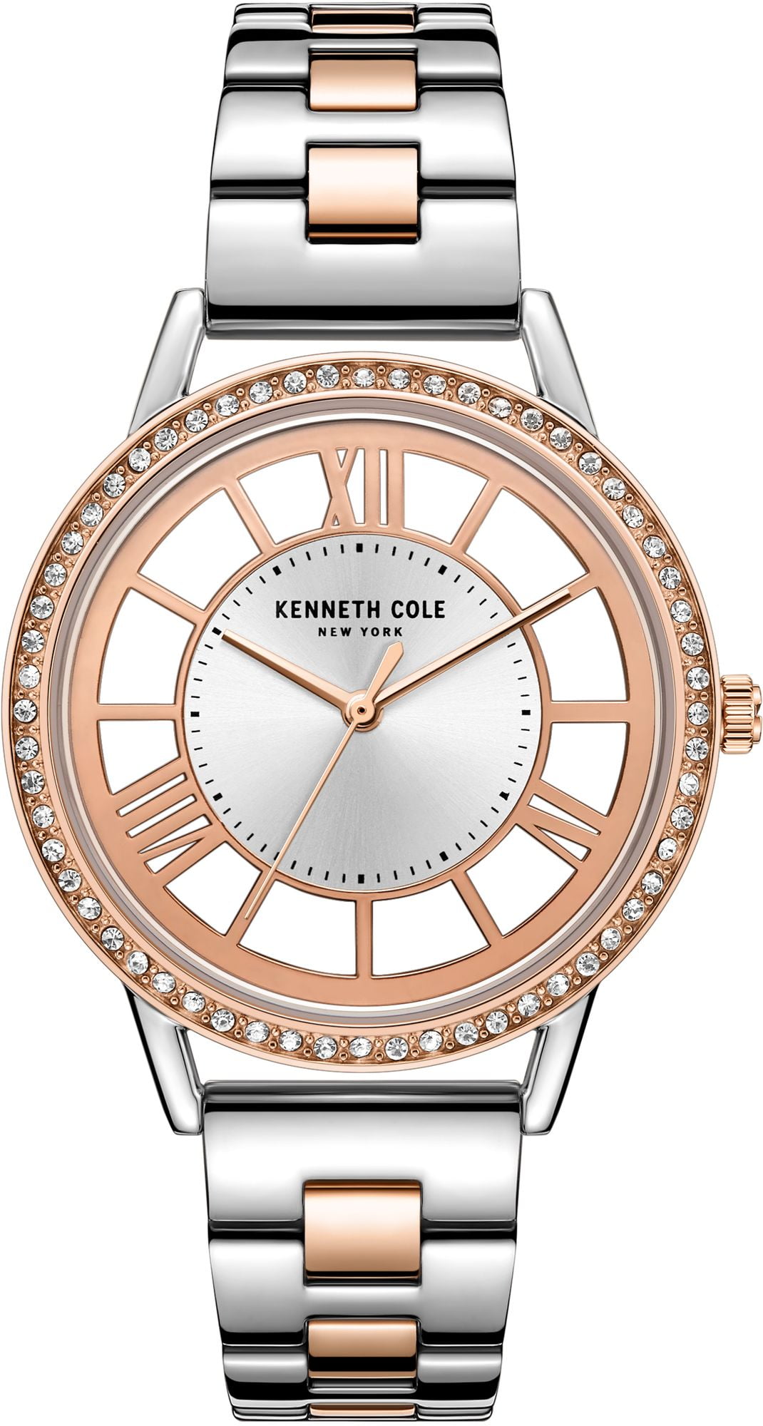 Woman's Kenneth Cole Two Tone Stainless Steel Crystalized Watch KC51149002