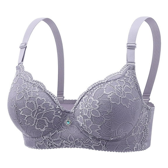 BLTIBY Women's Push up Bra Underwire Seamless Lace Comfort Padded Plunge Everyday Bras Fashion Breathable Purple L
