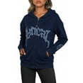 thumbnail image 1 of Woman's Oversized Sweatshirt Zip Up Hoodie, Y2K Jacket, Travel Hoodie with Hidden Pockets, 1 of 10