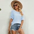 thumbnail image 1 of Woman's Petal Sleeve O Neck Chiffon Floral Ladies Top, 1 of 1