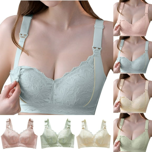 Woman's Print Comfortable Breathable Bras Nursing Bras Green qILAKOG Size 36