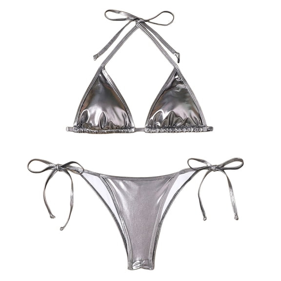 Woman's Removable Padding Triangle Swimsuit Top Crinkle Waves